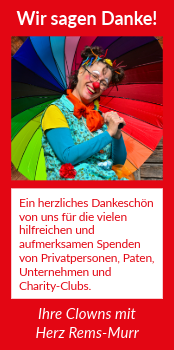 Ein herzliches Dankeschön von uns für die vielen hilfreichen und aufmerksamen Spenden von Privatpersonen, Paten, Unternehmen und Charity-Clubs.